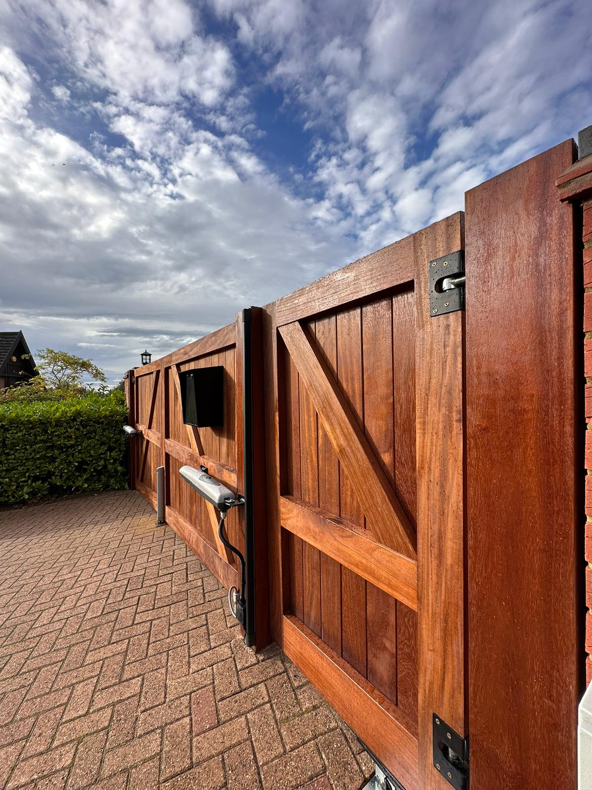 Wooden Swing Gates - Iroko Wood gate - Electric Automated Gates for Driveway