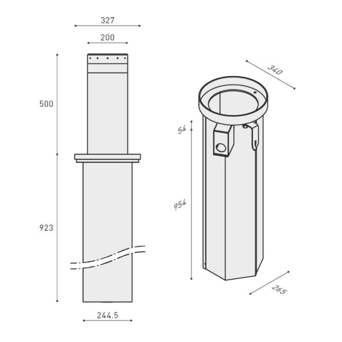 BENINCA VIGILANT800 24v electromechanical VIGILANT 800mm auto rising bollard