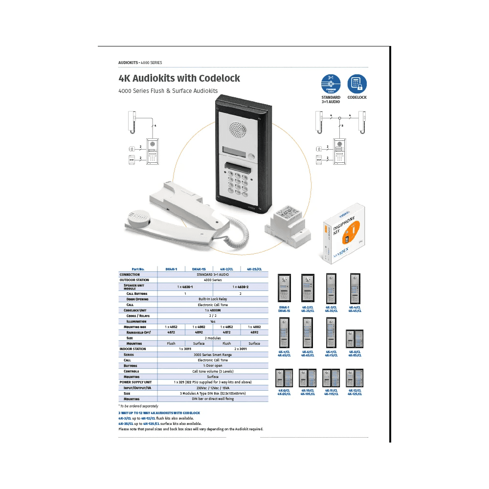 VIDEX DK4K-2S two station audio intercom with keypad