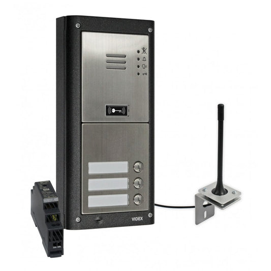 VIDEX GSM4K-3S/M/4G three station surface 4G GSM intercom without keypad matt finish