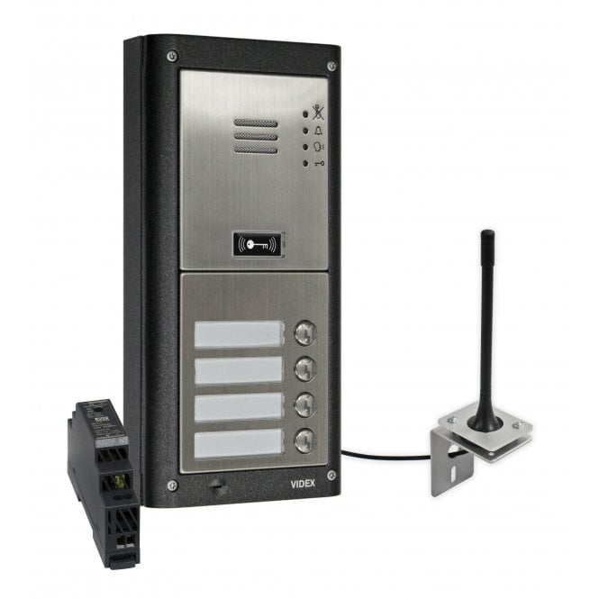 VIDEX GSM4K-4S/M/4G four station surface 4G GSM intercom without keypad matt finish
