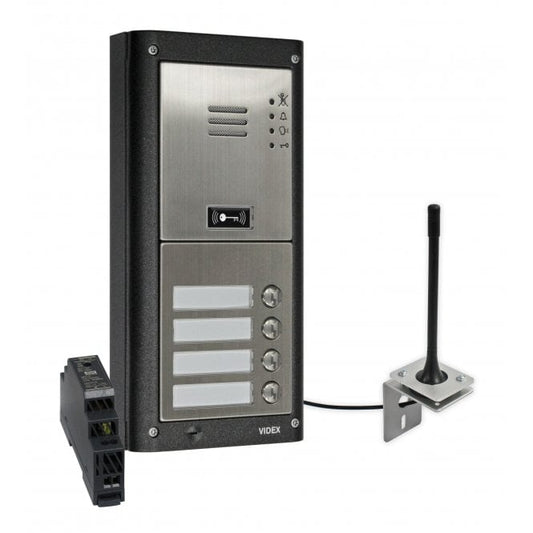 VIDEX GSM4K-4S/M/4G four station surface 4G GSM intercom without keypad matt finish