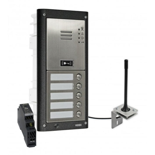 VIDEX GSM4K-5/M/4G five station flush 4G GSM intercom without keypad matt finish