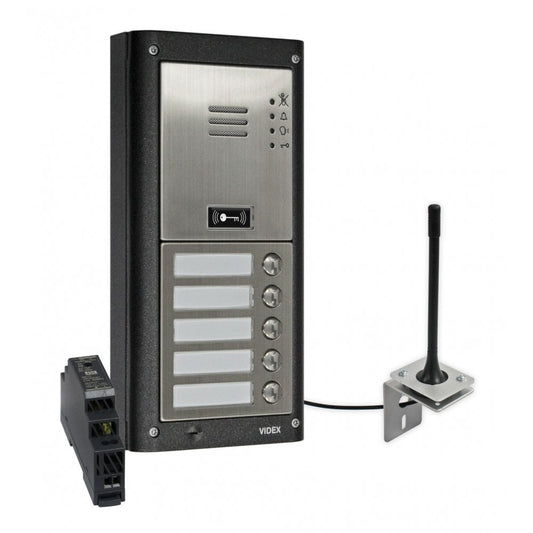 VIDEX GSM4K-5S/M/4G five station surface 4G GSM intercom without keypad matt finish