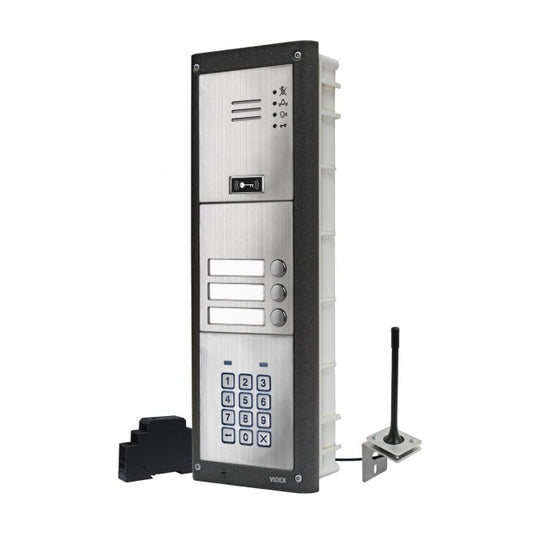 VIDEX GSM4KCR-3/M/4G three station flush 4G GSM intercom with backlitn keypad matt finish