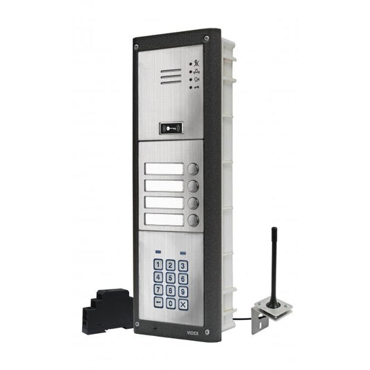 VIDEX GSM4KCR-4/M/4G four station flush 4G GSM intercom with backlit keypad matt finish