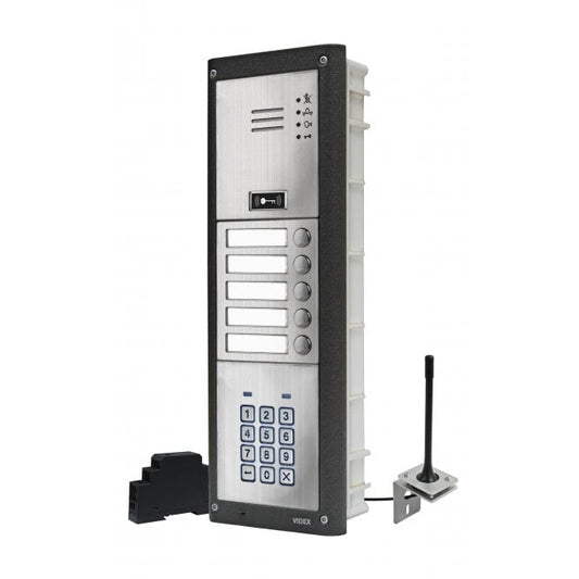 VIDEX GSM4KCR-5/M/4G five station flush 4G GSM intercom with backlit keypad matt finish