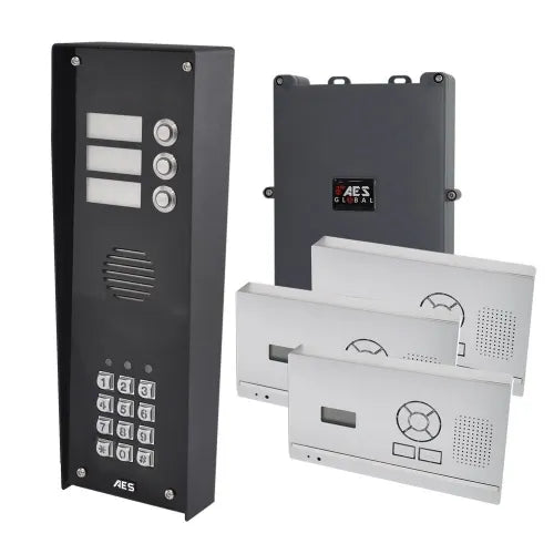 AES 703-HF-IBK3 Imperial Wireless 3 Button audio intercom with keypad and wall/desk Mount Handset