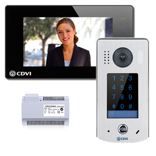 CDVI CDV4796KP-DX-B 2 wire video kit with keypad and WIFI connectivity in black