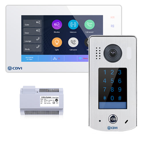 CDVI CDV4796KP-DX-W 2 wire video kit with keypad and WIFI connectivity in white