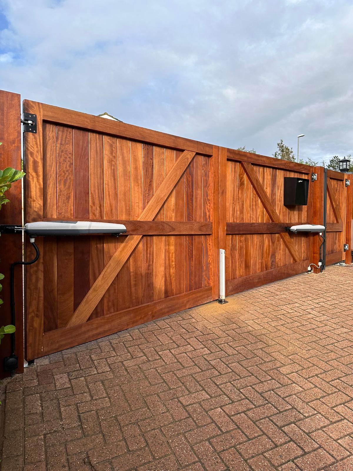 Wooden Swing Gates - Iroko Wood gate - Electric Automated Gates for Driveway