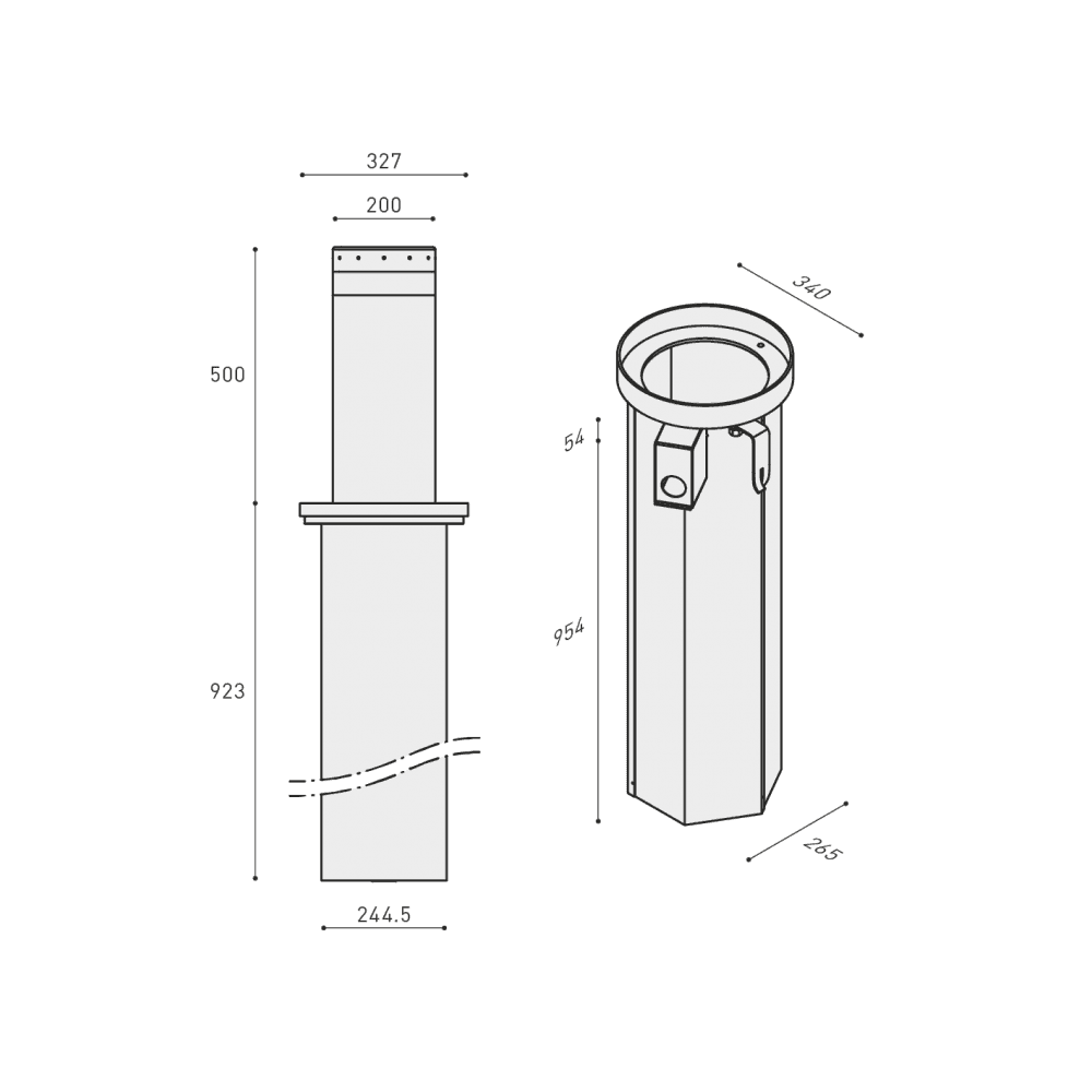 BENINCA HYDRA500 LED 230v HYDRA 500mm Auto Bollard LED - Powder Steel