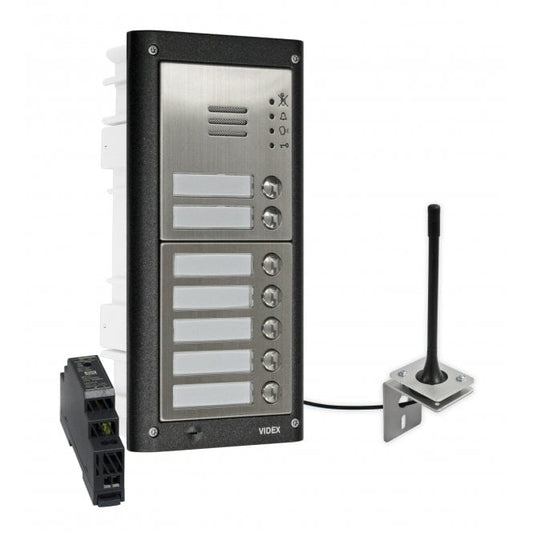 VIDEX GSM4K-7/M/4G seven station flush 4G GSM intercom without keypad matt finish