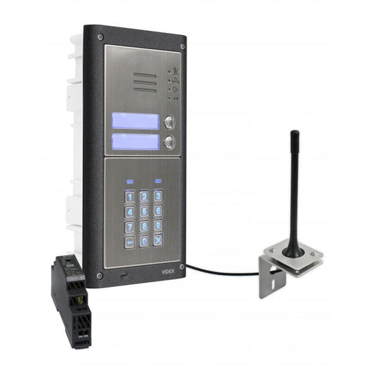 VIDEX GSM4KCR-2/M/4G two station flush 4G GSM intercom with backlit keypad matt finish